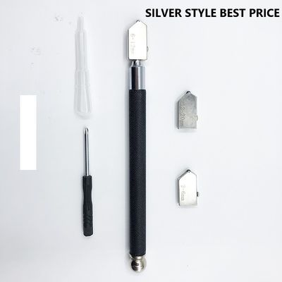 Alat pemotong kaca 2mm dengan pegangan pegangan wadah minyak dan pegangan baja hitam 145mm